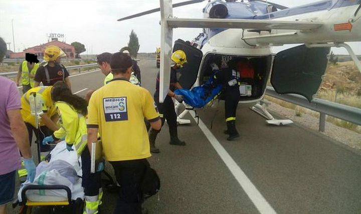 Nueve heridos tras un terrible accidente de tráfico en la A2 a la altura de Alcolea del Pinar