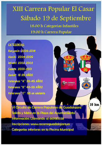 El sábado 19 se celebra la XIII Carrera Popular El Casar