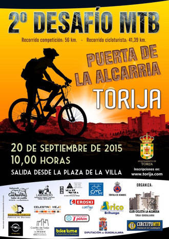 El domingo 20 de septiembre se celebra en Torija el II Desafío MTB Puerta de la Alcarria