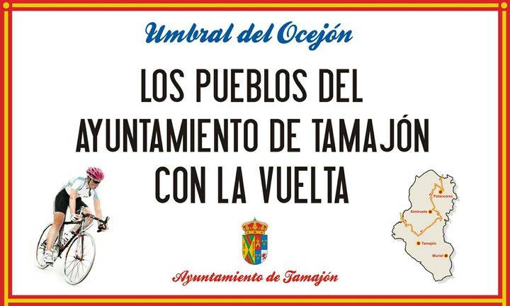 Tamajón recibe con una pancarta gigante a la Vuelta Ciclista a España