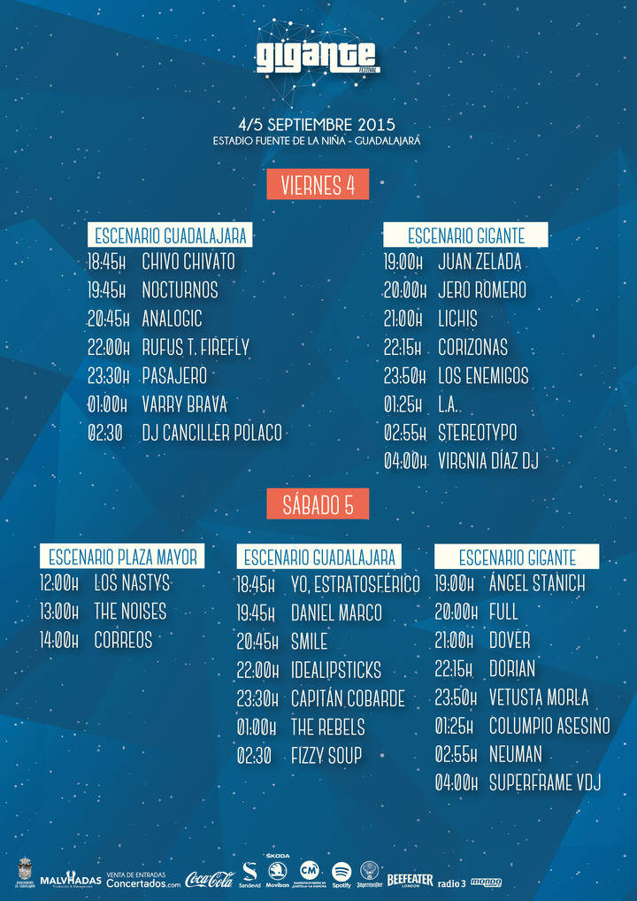 Ya son públicos los horarios de las actuaciones del Festival Gigante de Guadalajara