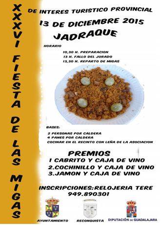 Jadraque celebrará este domingo 13 de diciembre la XXXVI Fiesta de las Migas