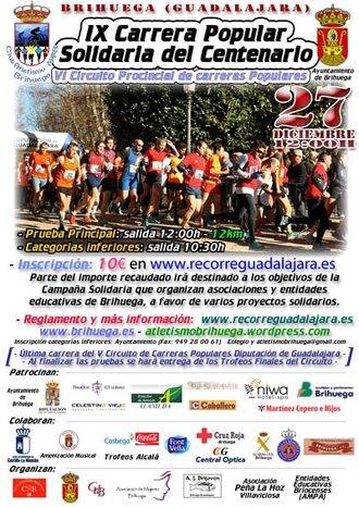 El domingo 27 se celebra en Brihuega la IX Carrera Popular Solidaria del Centenario