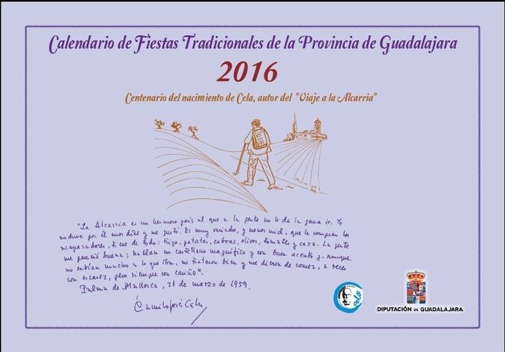 La Diputación edita el calendario de fiestas tradicionales 2016 dedicado al Viaje a la Alcarria de Cela