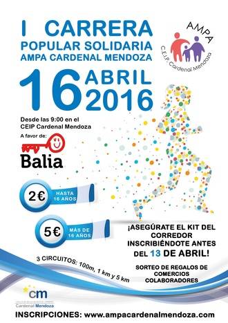 El AMPA del Cardenal Mendoza invita a correr contra la pobreza infantil
