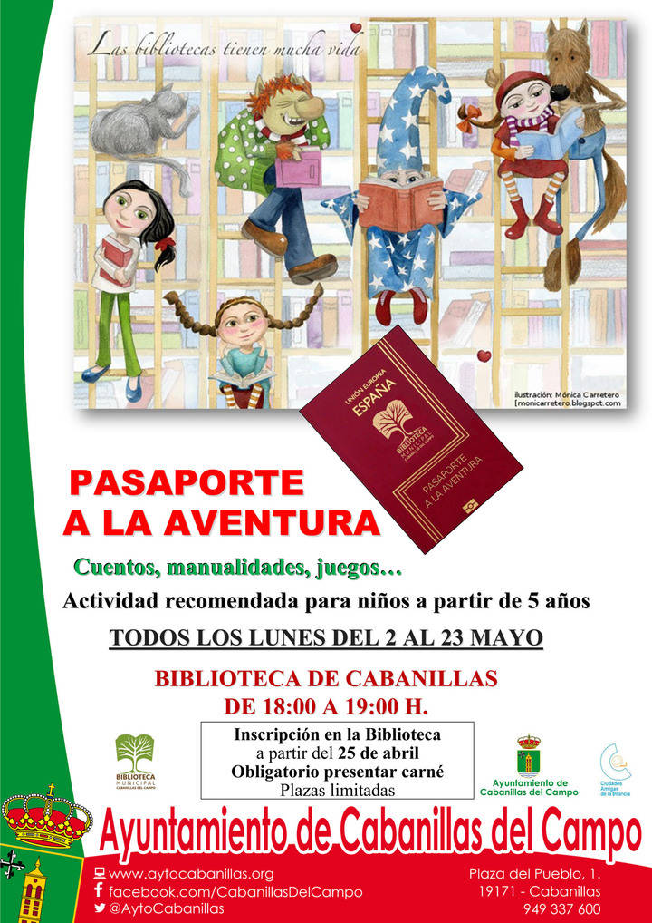 La Biblioteca de Cabanillas lanza la actividad Pasaporte a la Aventura, para los lunes de mayo