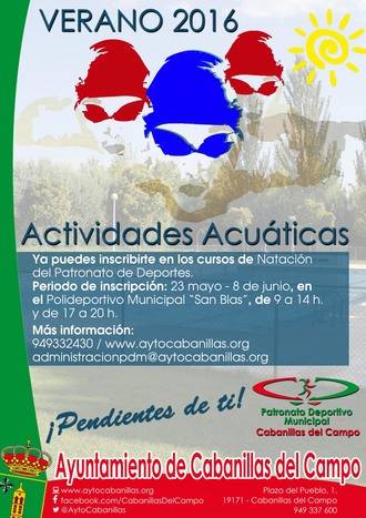 Abierta la inscripción para las actividades acuáticas de verano en la Piscina Municipal de Cabanillas