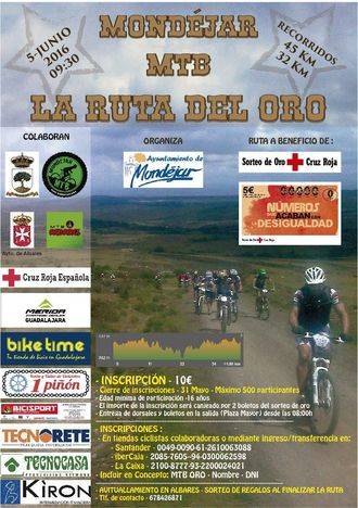 Mondéjar acogerá la I MTB La Ruta del Oro a beneficio del Sorteo del Oro Cruz Roja en Guadalajara