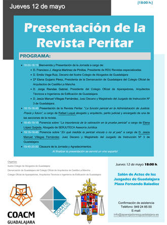 El salón de actos de los Juzgados de Guadalajara acoge la presentación de la revista Peritar