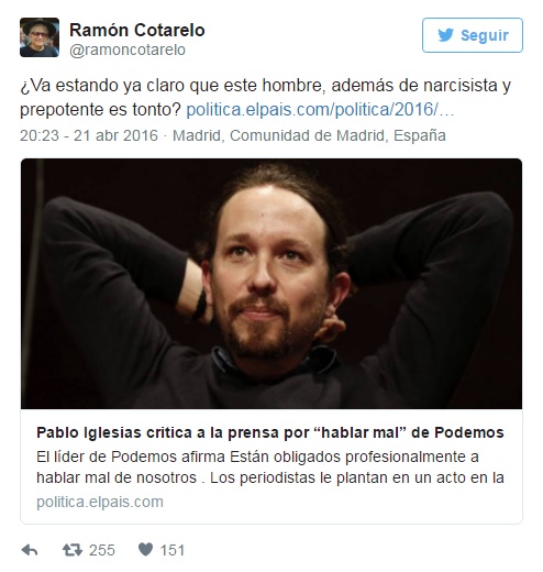 Cotarelo, un antiguo profesor de Pablo Iglesias, le pone fino : 