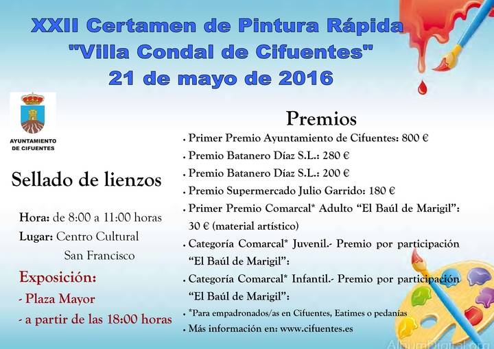 Cifuentes acoge este sábado su XXII Certamen de Pintura Rápida y la I Edición de Arte Urbano de Cifuentes para jóvenes