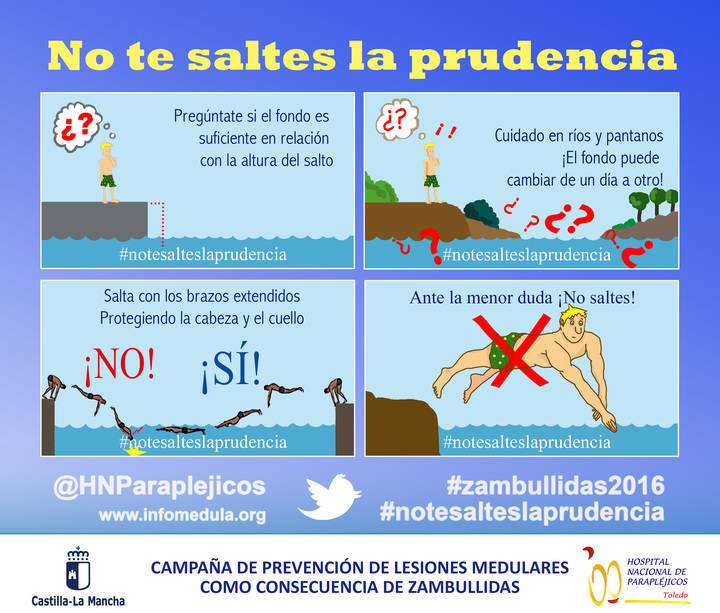No te saltes la prudencia, nuevo eslogan del Hospital Nacional de Parapléjicos para prevenir malas zambullidas