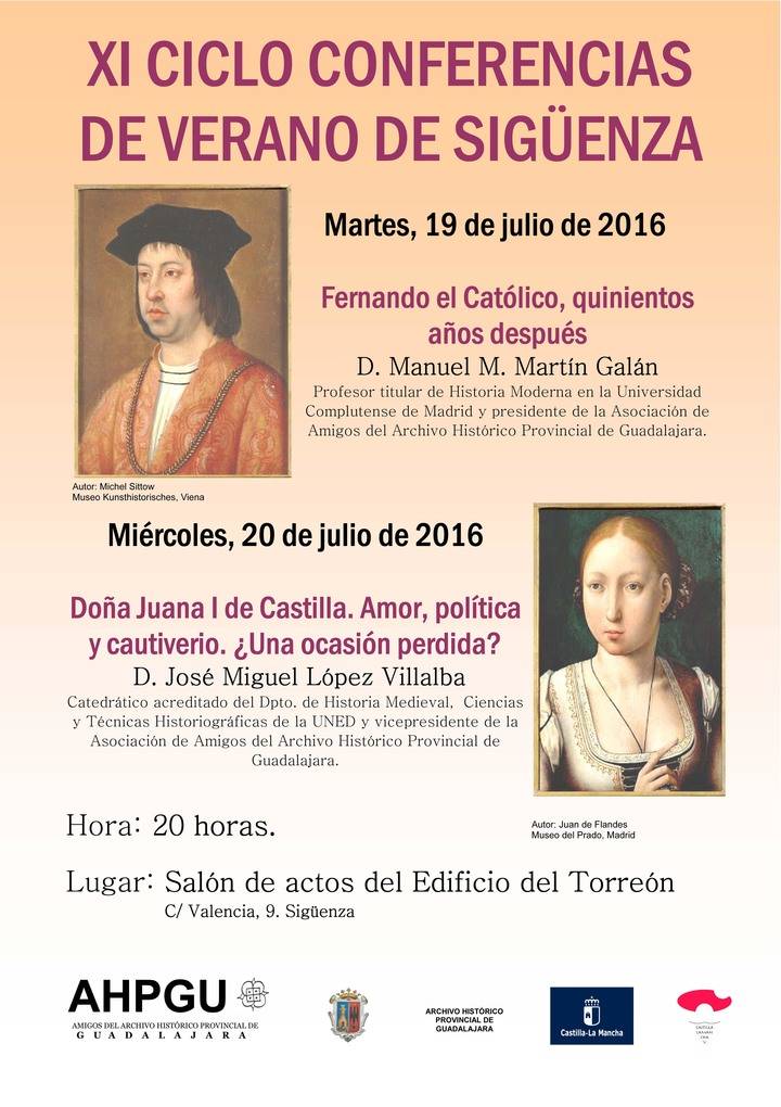 XI Ciclo de Conferencias de Verano de la Asociación de Amigos del Archivo Histórico Provincial de Guadalajara en Sigüenza 