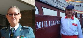 La Comandante Jefe de la Guardia Civil Moreno Martínez y el taurino José Antonio Tamayo, Dª. Jimena y D. Rodrigo 2016 en Jadraque