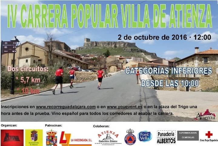 El 2 de octubre se celebrará la IV Carrera Popular de Villa de Atienza, novena prueba del Circuito Diputación 