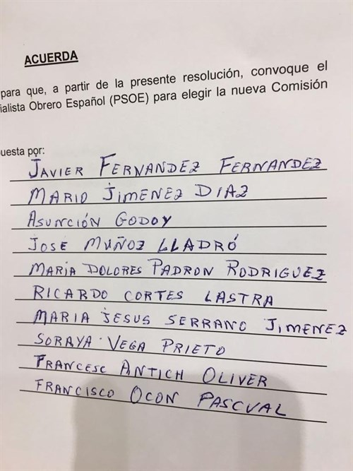 Page se queda fuera, de los 11 miembros que componen la Gestora del PSOE...ninguno de Castilla La Mancha