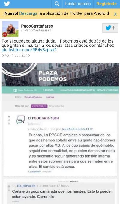 Simpatizantes de Podemos e IU se infiltran entre los concentrados de Ferraz