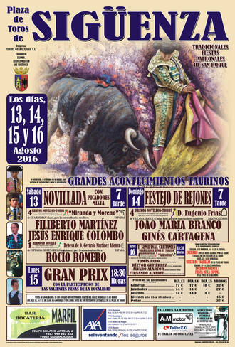 Cuatro festejos taurinos en Sigüenza para San Roque 2016