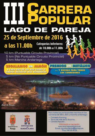 La III Carrera Popular Lago de Pareja se disputará el 25 de septiembre