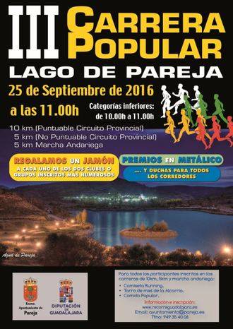 Este domingo, III Carrera Popular Lago de Pareja